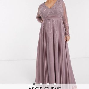 ASOS Curve Embroidered Pleated Mesh Dress.